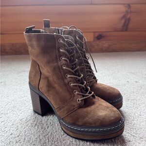 Brown Lace-Up Ankle Boots